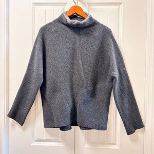 Vince Merino Wool Cashmere Funnel Mock Neck Sweater Grey – M